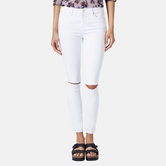 Topshop Denim - 2/$30 Topshop Moto Leigh Jeans Mid Rise Skinny Cropped Stretch White W28 #9233